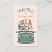Elegant Vintage Typewriter Blooming Flower Blogger Business Card (Front)