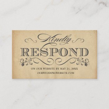 Elegant Vintage Typography Online Rsvp Reply Cards by weddingtrendy at Zazzle