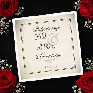 Elegant Vintage Typography Paper Wedding Napkins