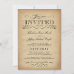 Elegant Vintage Typography Wedding Invitations at Zazzle