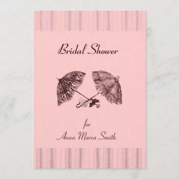 Elegant Vintage Umbrellas On Pink Invitation by justbecauseiloveyou at Zazzle