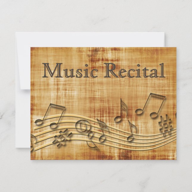Elegant Vintage Unisex Music Recital Invitations (Front)