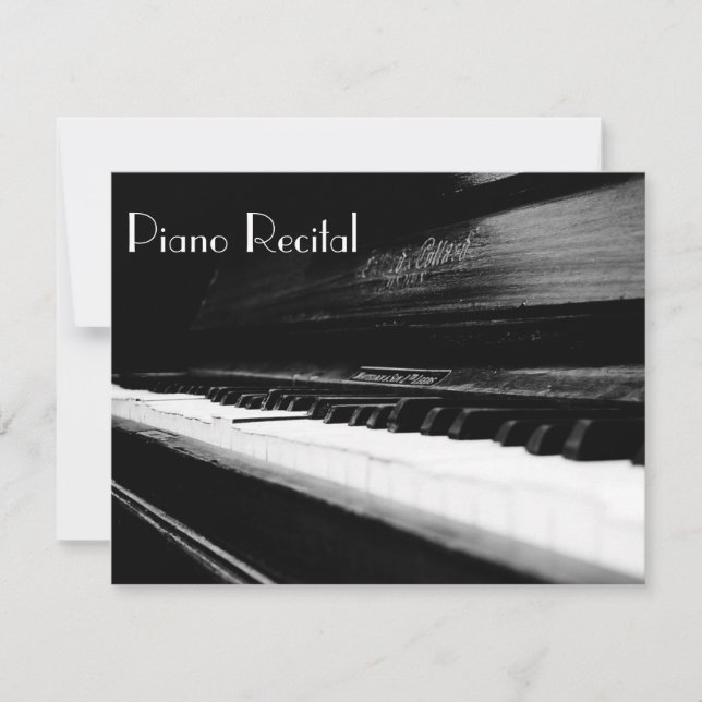 Elegant Vintage Unisex Piano Recital Invitations (Front)