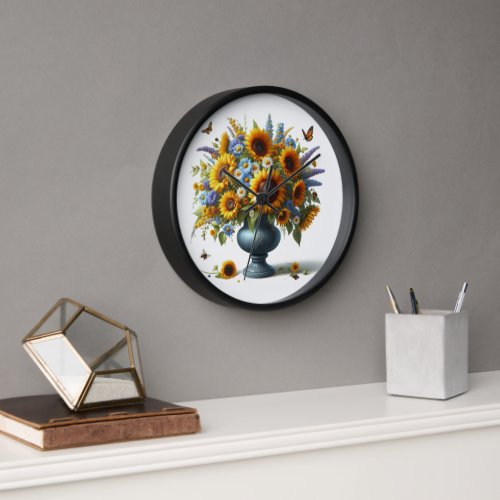 Elegant Vintage Urn with Flowers Wall Clock