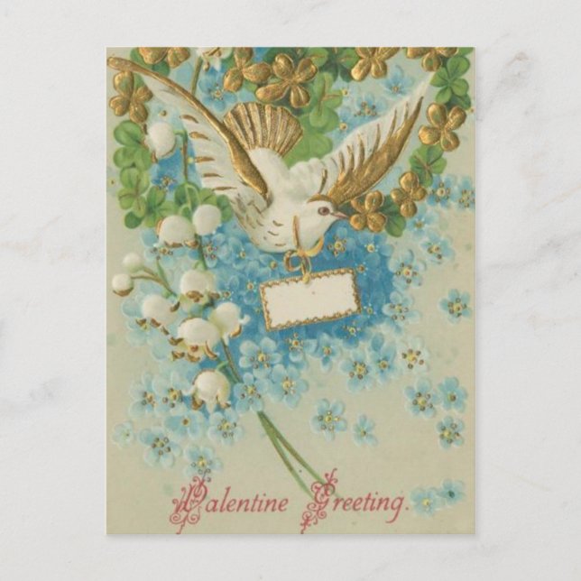 Elegant vintage Valentine bird Holiday Postcard (Front)