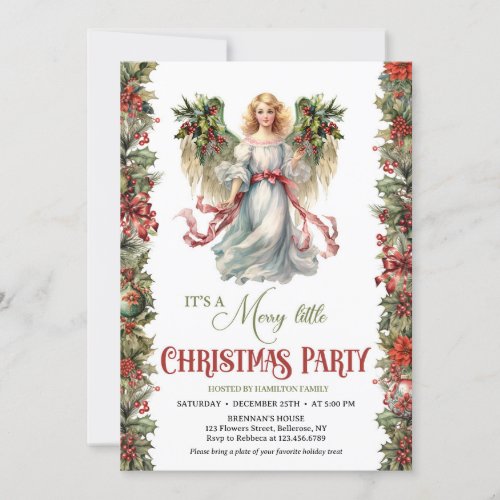 Elegant Vintage Victorian Angel retro Christmas Invitation