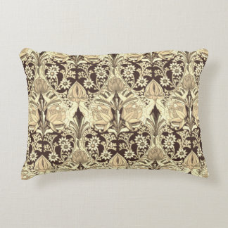 Elegant Vintage Victorian Beige Floral Pattern Accent Pillow