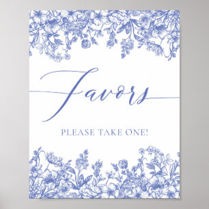 Elegant Vintage Victorian Blue Floral Favors Sign