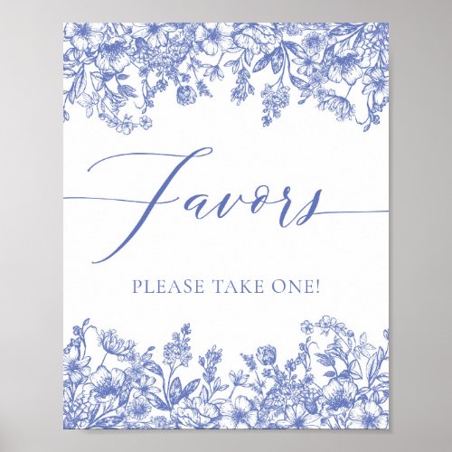 Elegant Vintage Victorian Blue Floral Favors Sign