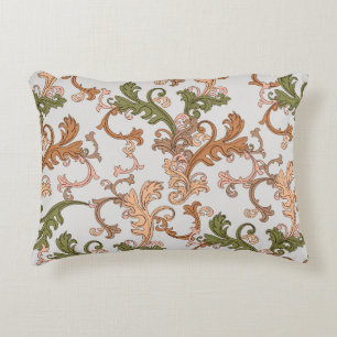 Elegant Vintage Victorian Boho Leaves Background   Accent Pillow