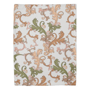 Elegant Vintage Victorian Boho Leaves Background   Duvet Cover