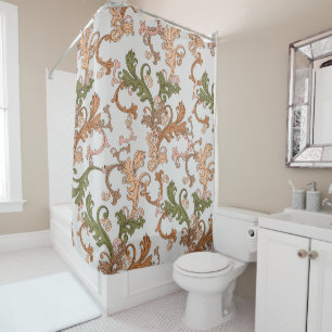 Elegant Vintage Victorian Boho Leaves Background   Shower Curtain