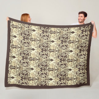 Elegant Vintage Victorian Brown Floral Pattern Fleece Blanket