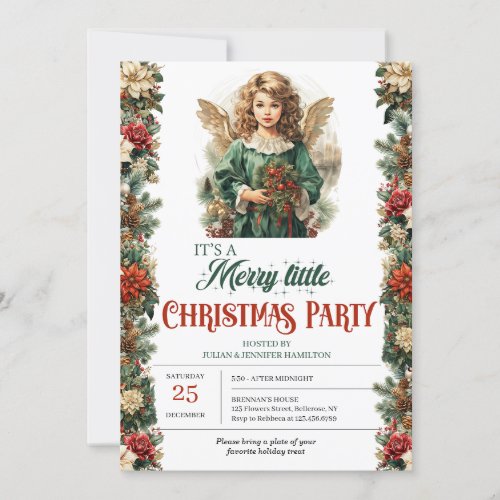 Elegant vintage Victorian Christmas angel  Invitation