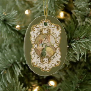 elegant vintage Victorian Christmas Ceramic Ornament