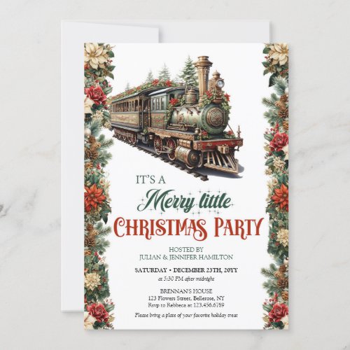 Elegant vintage Victorian Christmas train Invitation