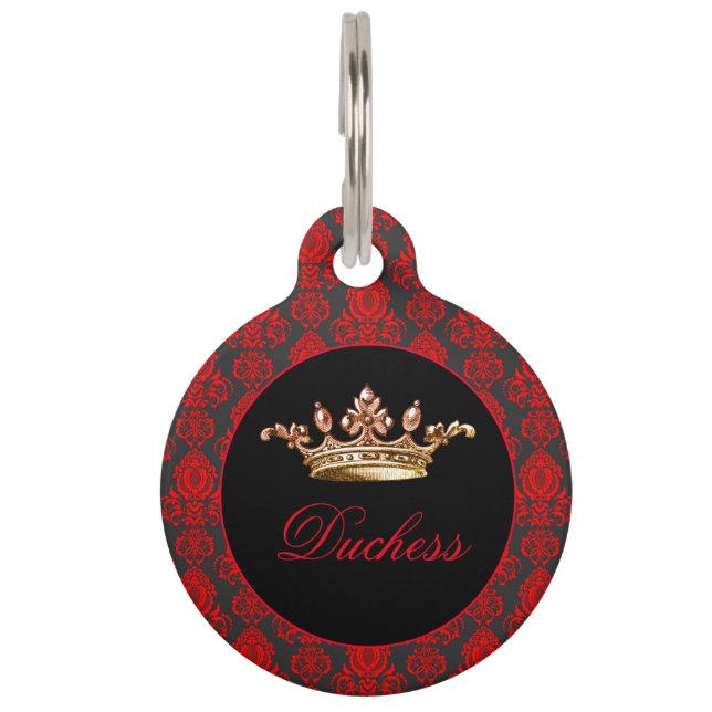 Elegant, Vintage, Victorian Damask Personalized Pet ID Tag (Front)