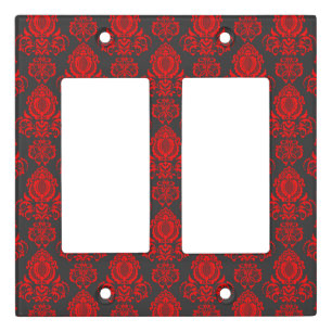 Elegant, Vintage, Victorian Damask Red Light Switch Cover