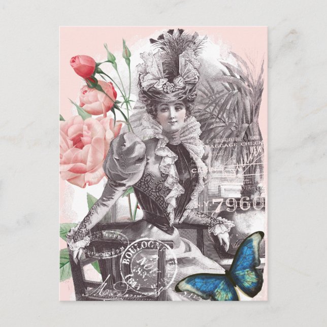 Elegant Vintage Victorian Fashion Woman Postcard (Front)