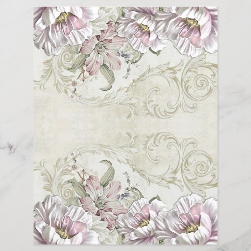 Elegant Vintage Victorian Floral Scrapbook Paper