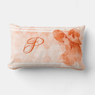Elegant Vintage Victorian Lady Monogram  Lumbar Pillow