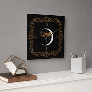 Elegant, Vintage, Victorian Magical Fairy Tale Square Wall Clock