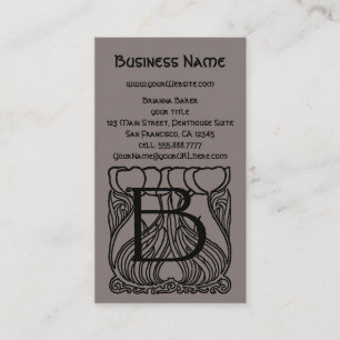 Elegant Vintage Victorian Monogram Letter B Flower Business Card