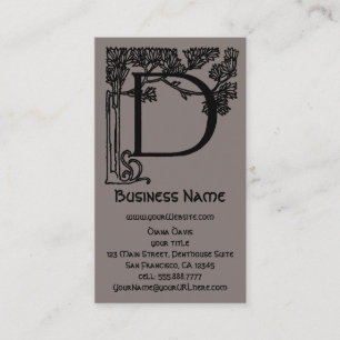 Elegant Vintage Victorian Monogram Letter D, Tree Business Card