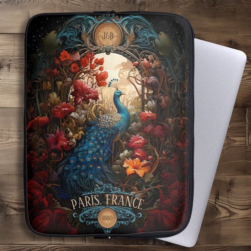 Elegant Vintage Victorian Peacock Laptop Sleeve