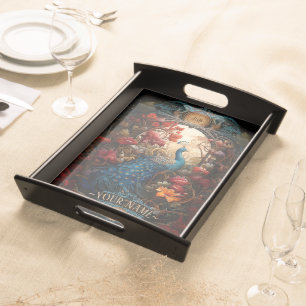 Elegant Vintage Victorian Peacock Serving Tray