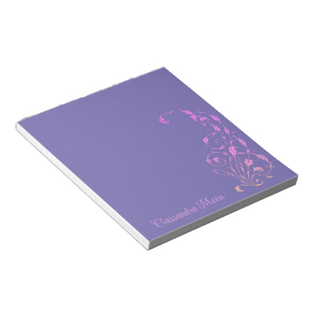Elegant, Vintage, Victorian Purple  Personalized Notepad (Angled)
