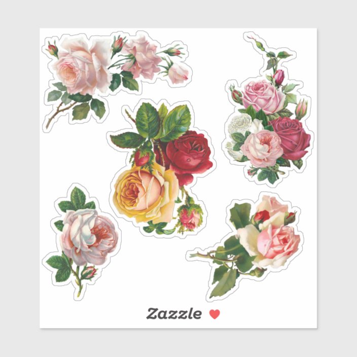 Elegant Vintage Victorian Roses Sticker | Zazzle.com