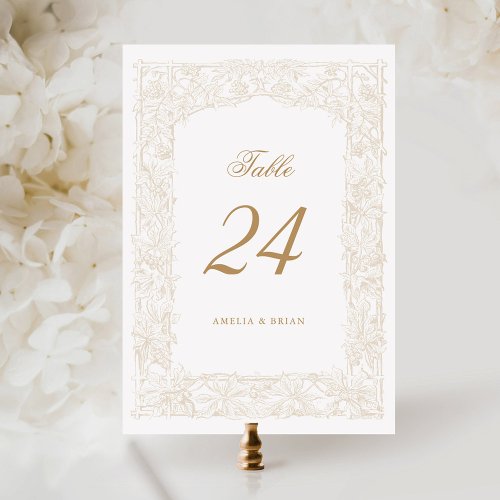 Elegant Vintage Vines Ornament Border Frame Table Number