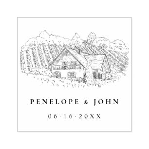 Elegant Vintage Vineyard Destination Wedding Rubber Stamp