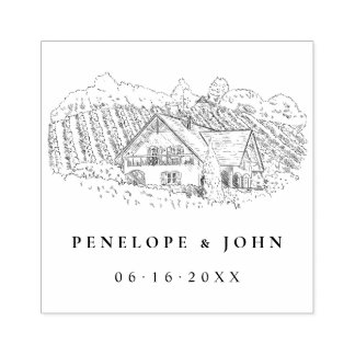 Elegant Vintage Vineyard Destination Wedding Rubber Stamp