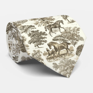 Elegant Vintage Vintage Horses Country Toile Neck Tie
