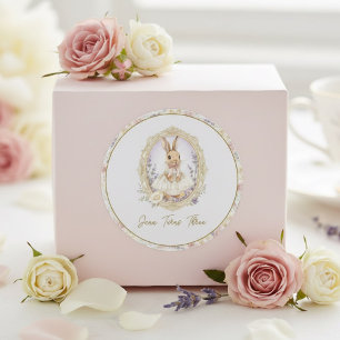 Elegant Vintage Watercolor Bunny Birthday Classic Round Sticker