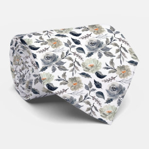 Elegant Vintage Watercolor Floral Botanical Neck Tie