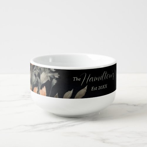 Elegant Vintage Watercolor Floral Custom Soup Mug