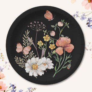 Elegant Vintage Watercolor Floral Paper Plates