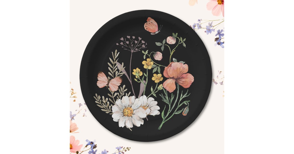 Elegant Vintage Watercolor Floral Paper Plates | Zazzle