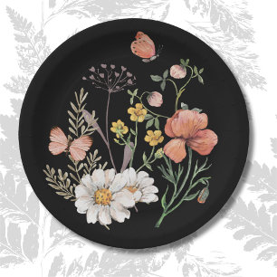 Elegant Vintage Watercolor Floral  Paper Plates