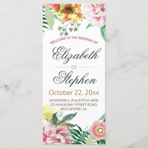 Elegant Vintage Watercolor Floral Wedding Program