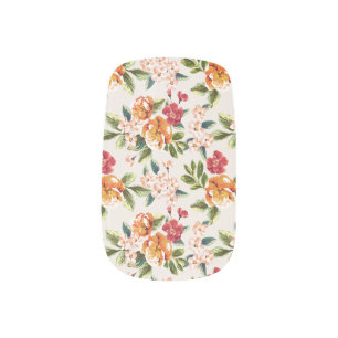 Elegant Vintage Watercolor Flowers Pattern Minx Nail Wraps