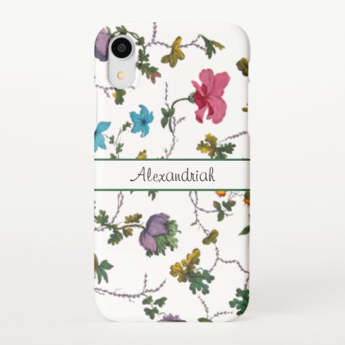Elegant Vintage  Watercolor Girly Floral iPhone XR Case
