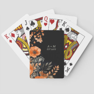 Elegant Vintage Watercolor Wedding Monogram Poker Cards