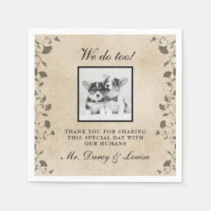 Elegant Vintage We Do Too Dog Pet Kids Wedding Napkins