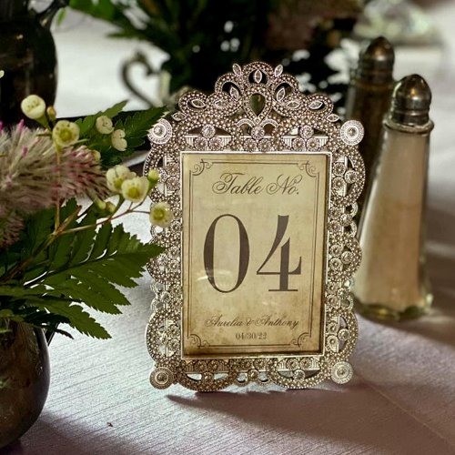 Elegant Vintage Wedding 4 x 6 Table Numbers Photo Print