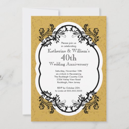 Elegant Vintage Wedding Anniversary Party Invitation