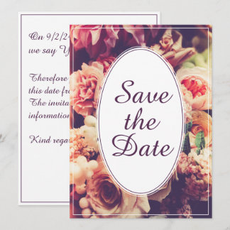Elegant Vintage Wedding Announcement, Flower Motif